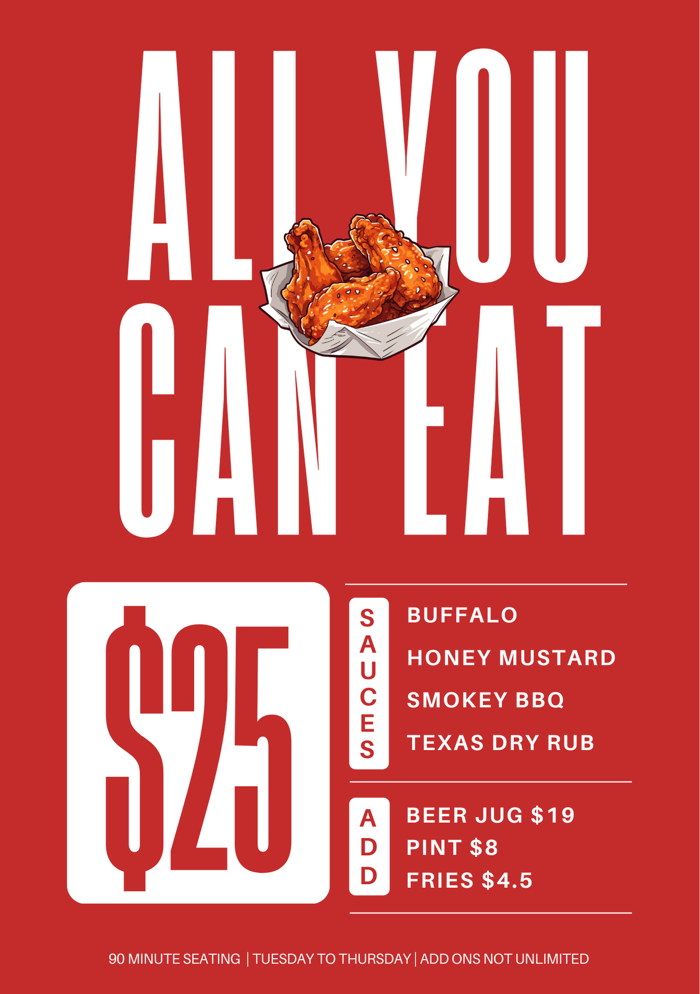 $25 AYCE WINGS SLAPS